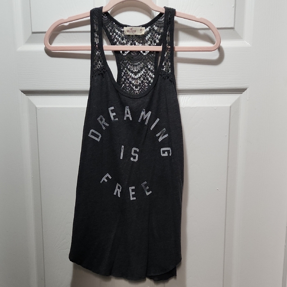 3/$10 Hollister Charcoal Lace Tank Top